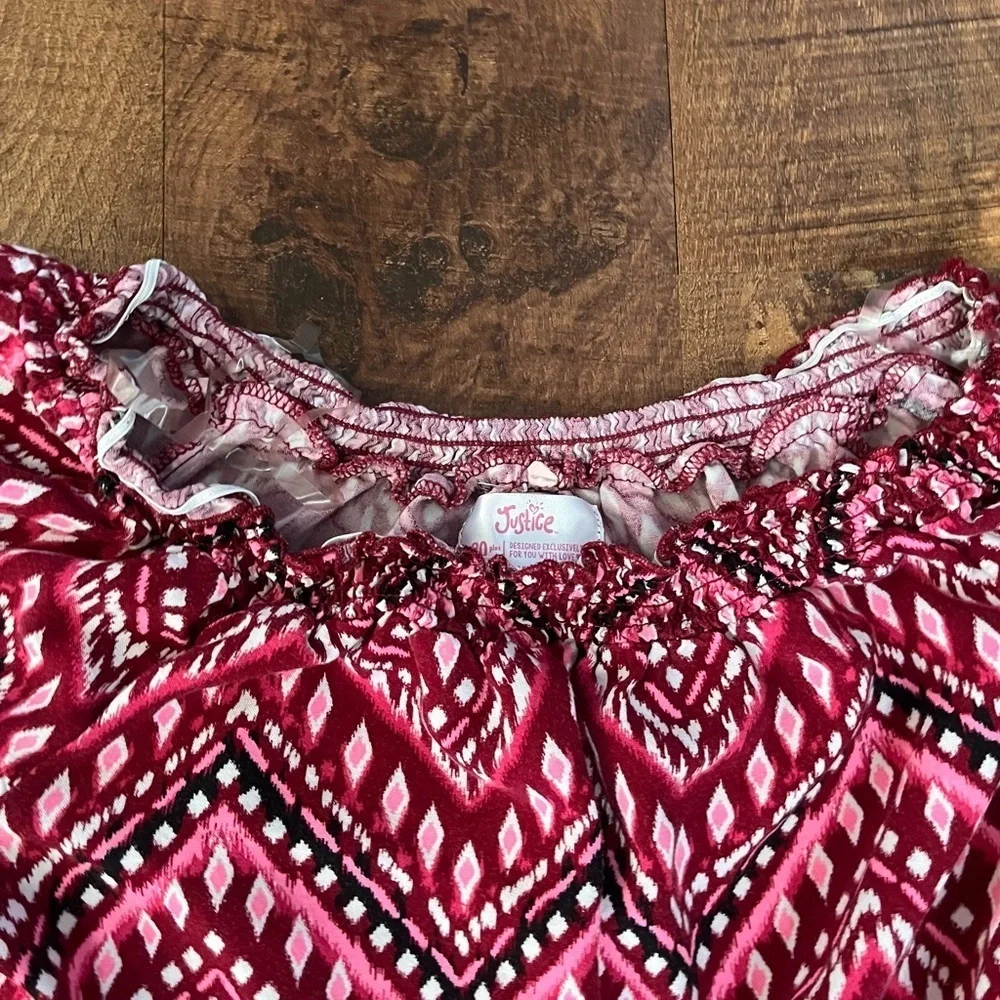 Justice girls Chevron one piece romper Sz 20+plus red pink white black